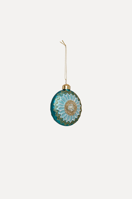 UND Glasskule flat m/ glitter, Aqua