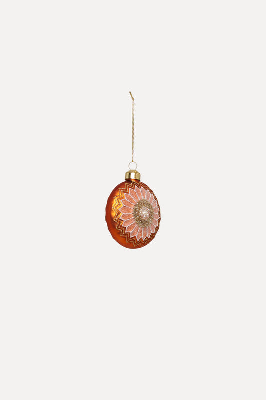 UND Glasskule flat m/ glitter Orange